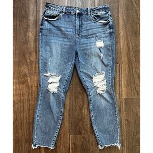 Judy Blue Women's Jeans 16w Destroyed Skinny Fit Blue JB8884 Medium Blue